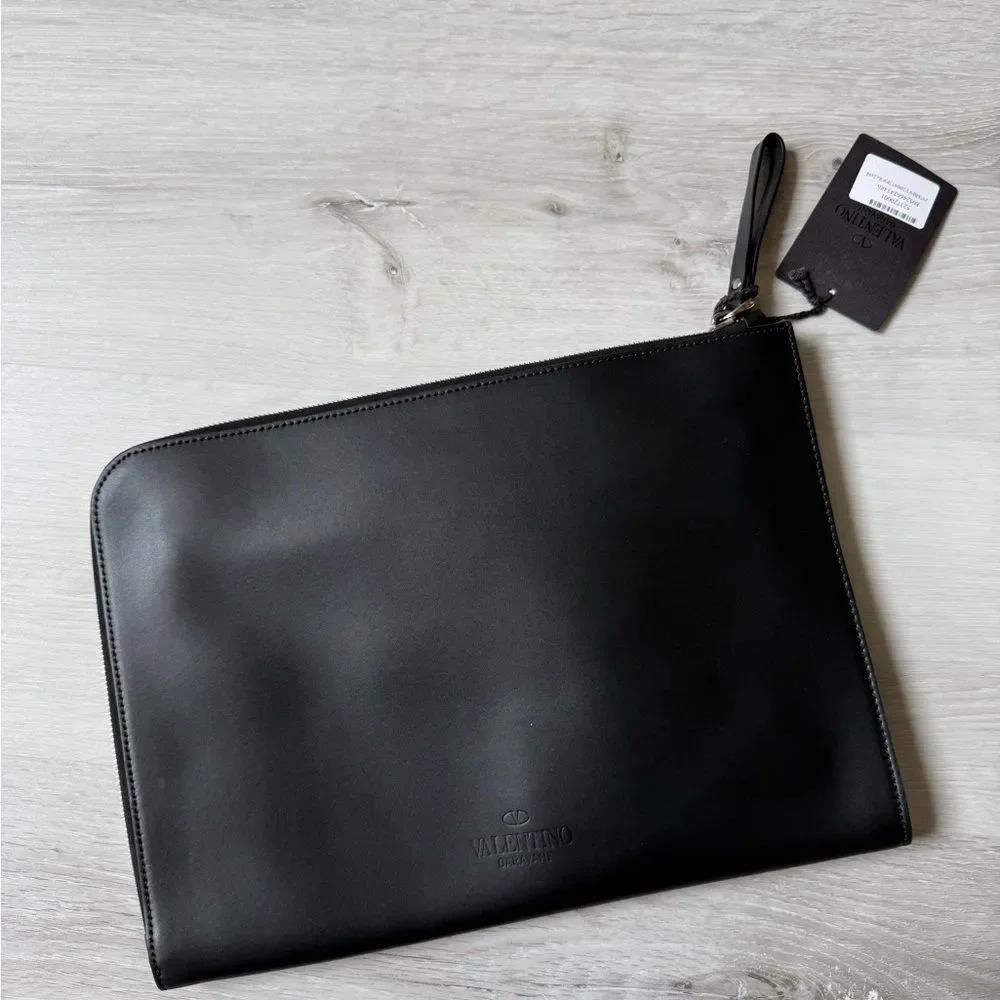 Valentino VLTN Document Holder Black/Muti‎ Color Nwt